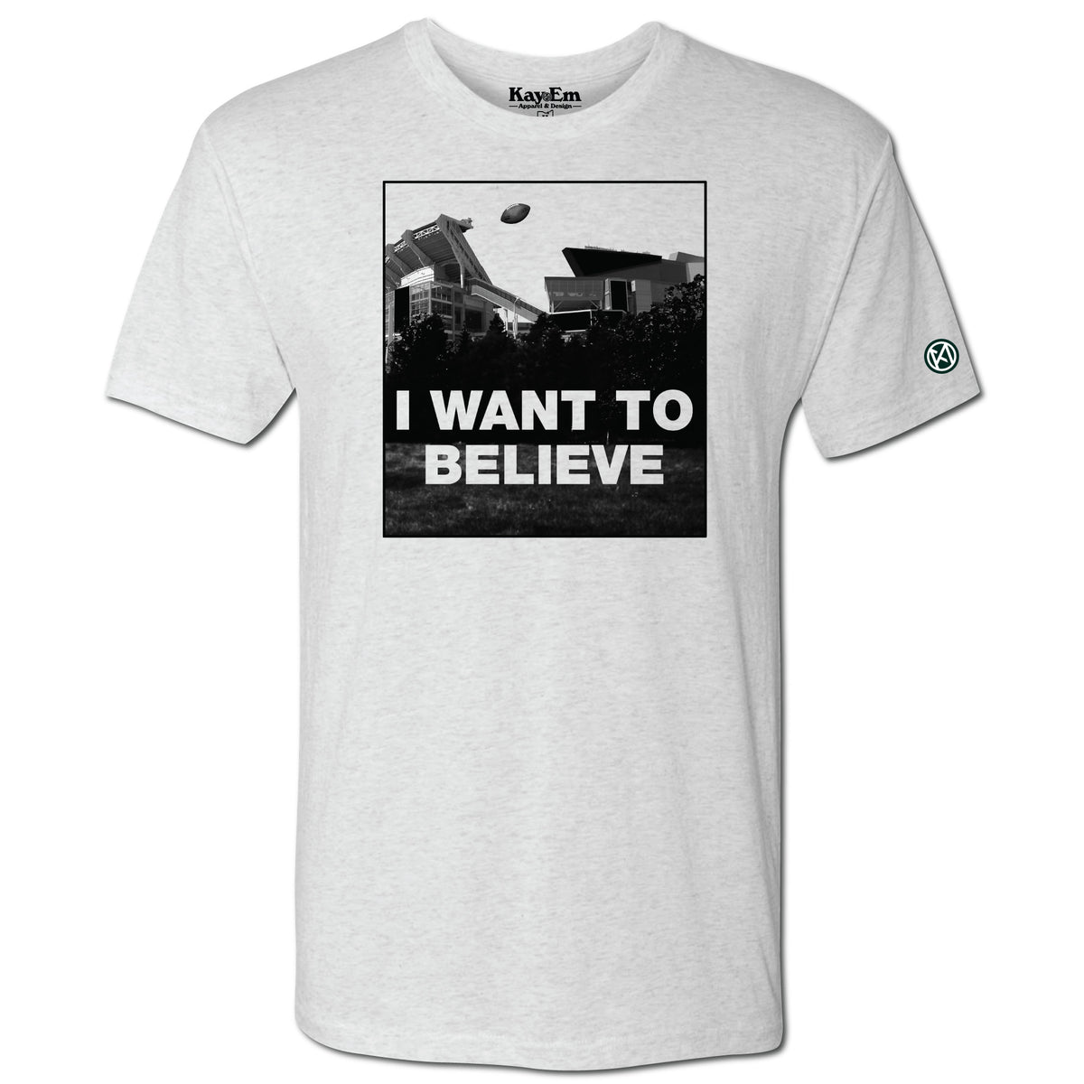 I Want To Believe Heather White Shirt – Kay-Em Apparel