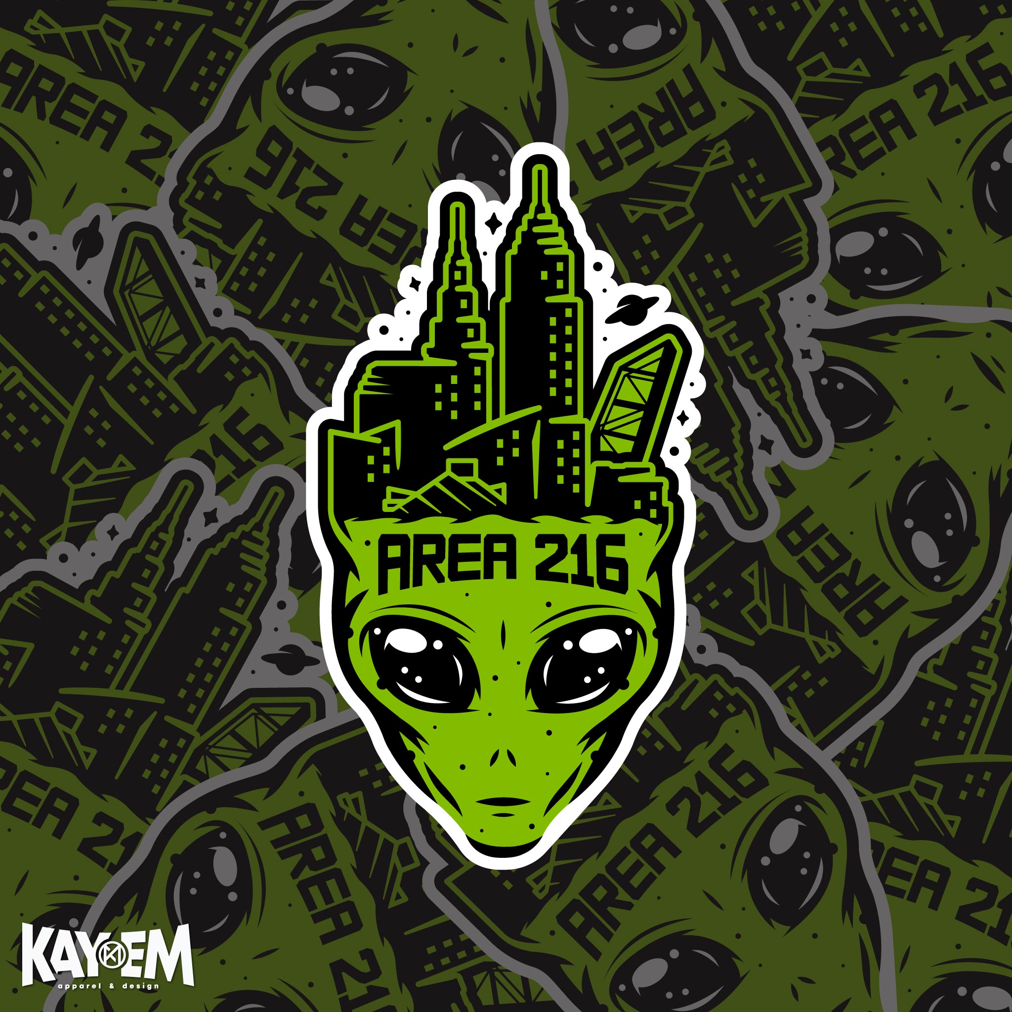 Area 216 Alien Face Sticker – Kay-Em Apparel
