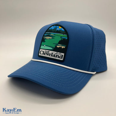 Cleveland Badge Ocean Blue Perforated Rope Hat