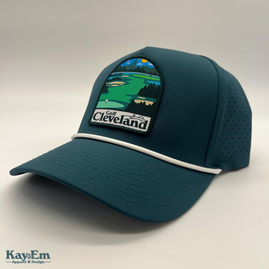 Cleveland Badge Dark Teal Perforated Rope Hat