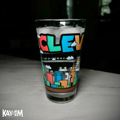Colorful Cleveland Pint Glass