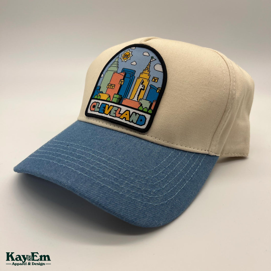 Colorful Cleveland Light Blue Beige Hat