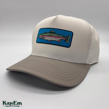 Load image into Gallery viewer, Rainbow Trout Fish Vintage White/Mink Perforated Hat
