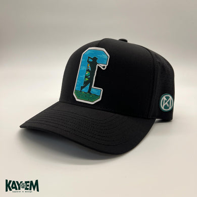 Golfing C Black Perforated Hat