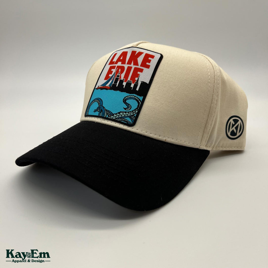 lake erie monsters apparel Lake Erie Monster Black Biege Hat – Kay-Em Apparel