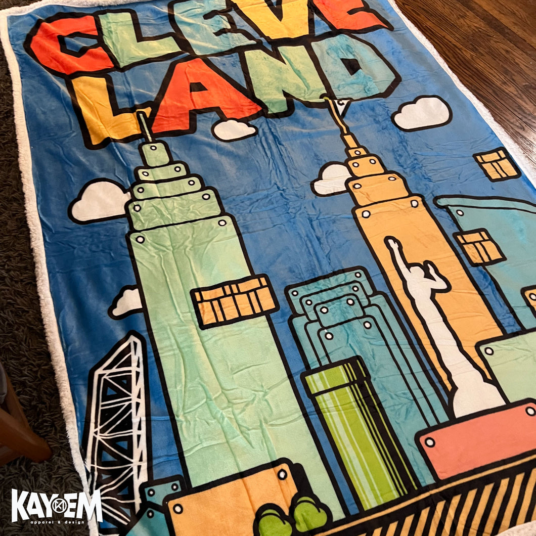 Colorful Cleveland Sherpa Blanket