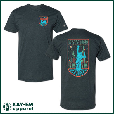 Rooted in Cleveland Black Aqua T-shirt